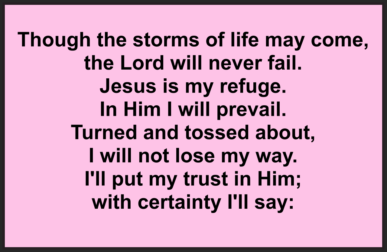 I WILL NOT FEAR FOR TOMORROW