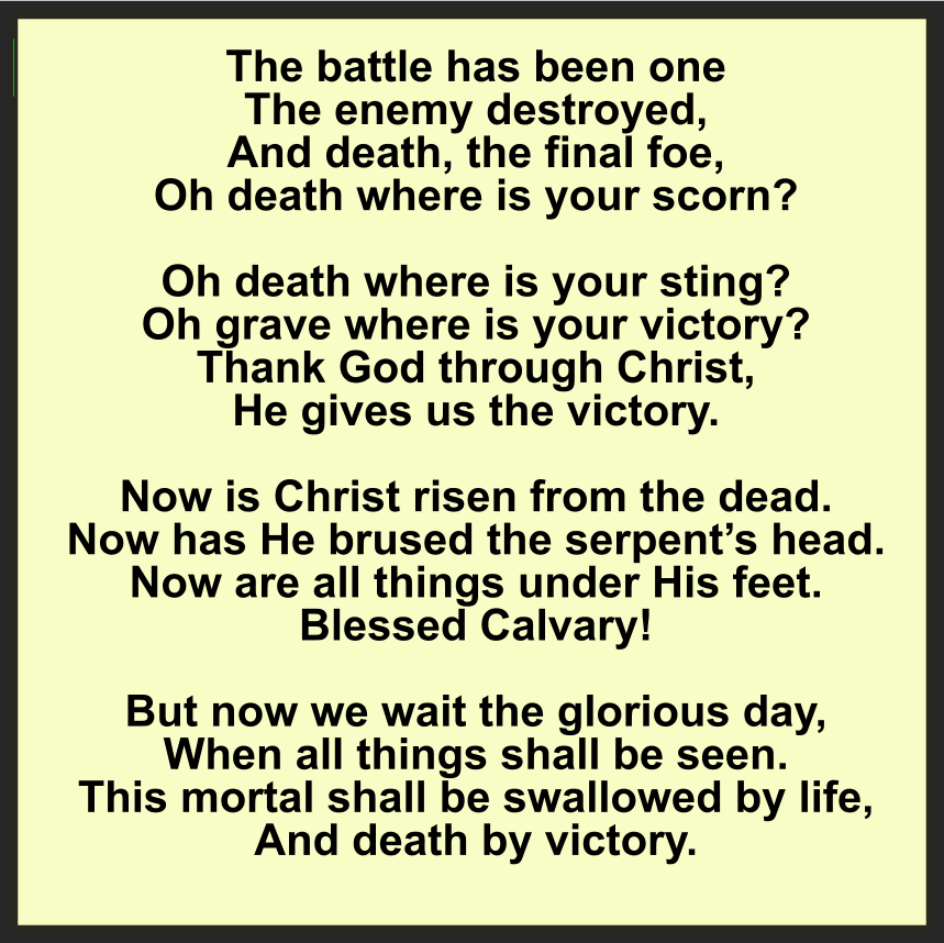 OH DEATH WHERE IS YOUR STING