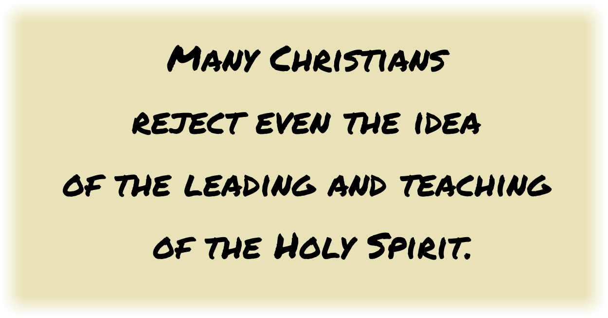 Some Christians reject even the idea of the leading and teaching of the Holy Spirit. 