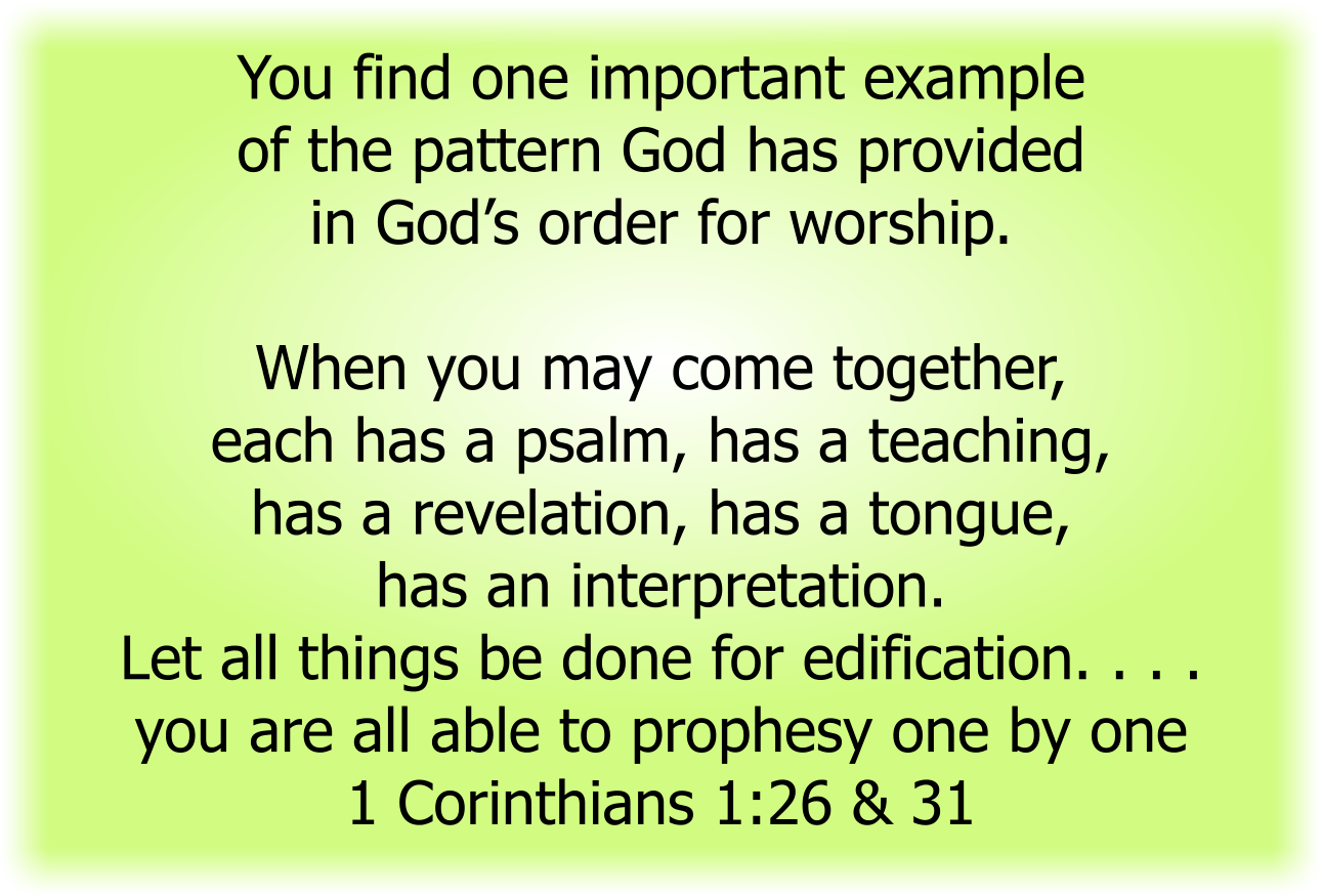 The pattern God has provided in God’s order for worship
