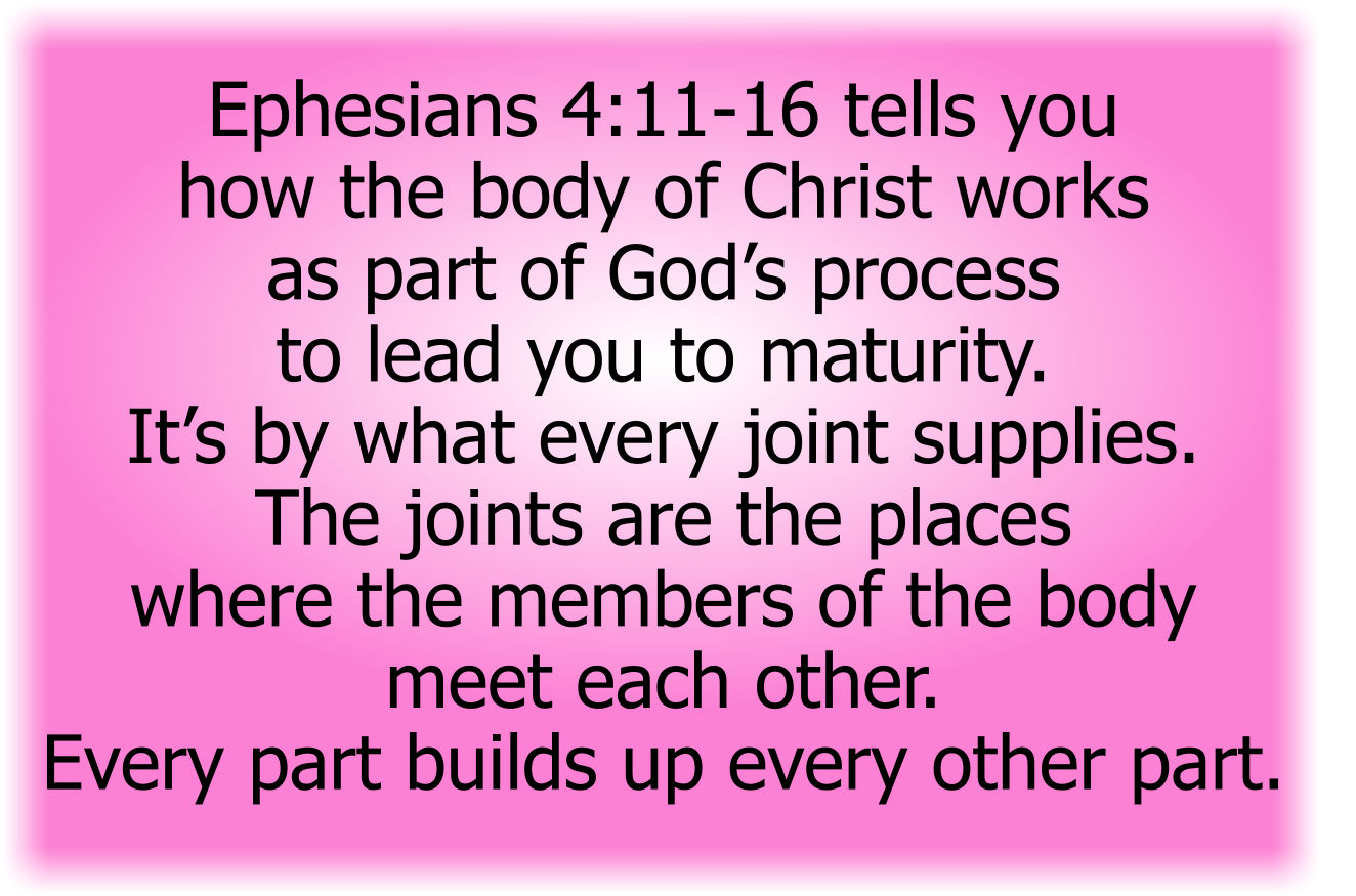 Ephesians 4:11-16 tells you how the body of Christ works as part of God’s process to lead you to maturity.