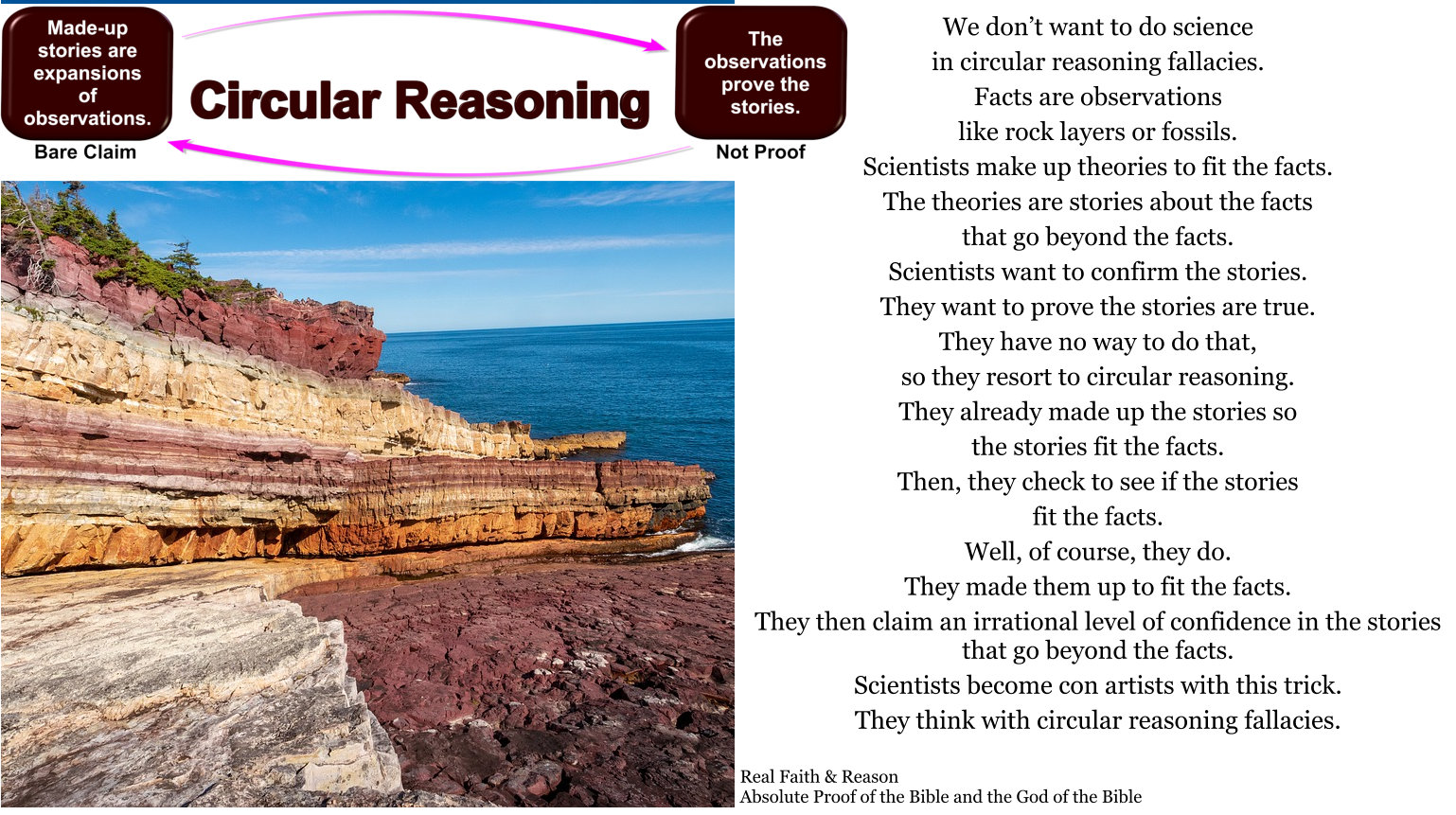 Circular Reasoning: Made-up stories are expansions of observations, but the observations prove the made-up stories.