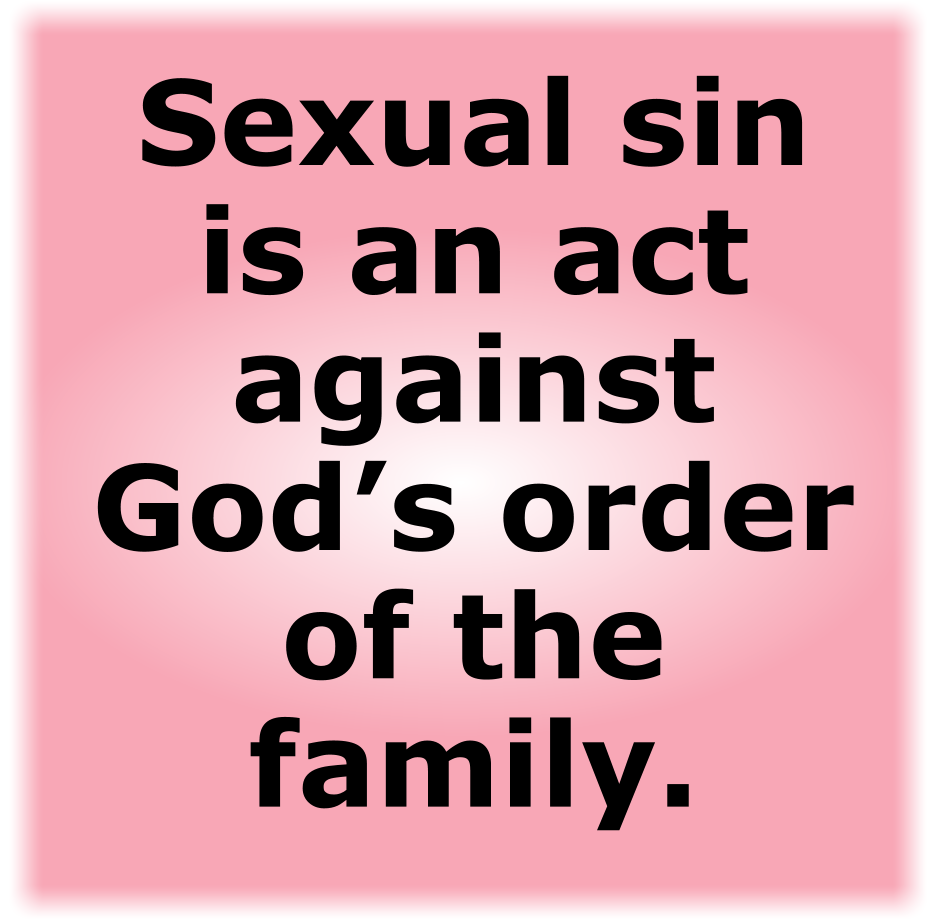 Sexual sin is an act against God’s order of the family.