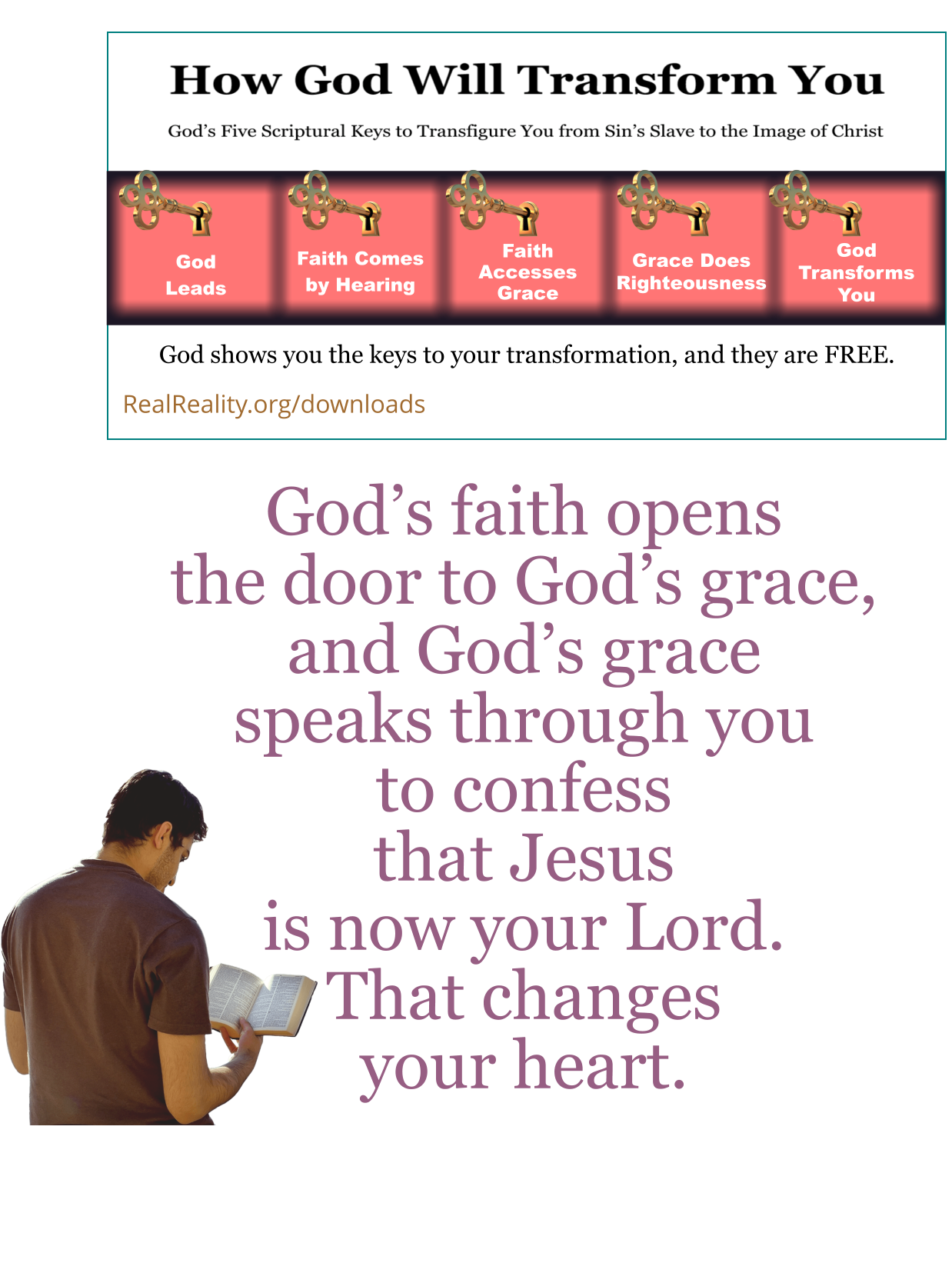 God’s faith opens the door to God’s grace, and God’s grace speaks through you to confess that Jesus is now your Lord. That changes your heart.