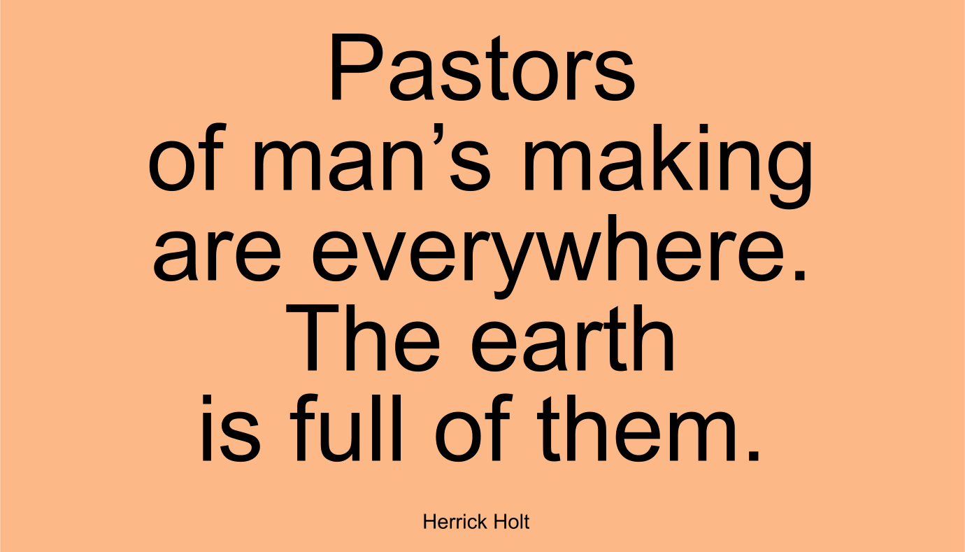 Pastors of man’s making are everywhere. The earth is full of them.