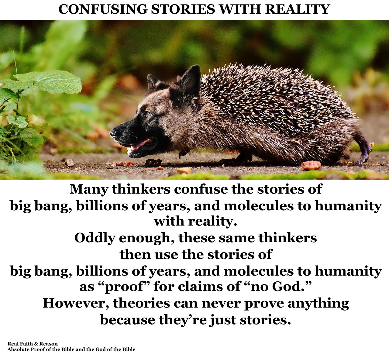 Many thinkers confuse the stories (big bang, billions of years, and molecules to humanity) with reality.