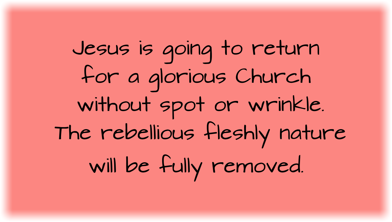 Jesus is going to return for a glorious Church without spot or wrinkle.