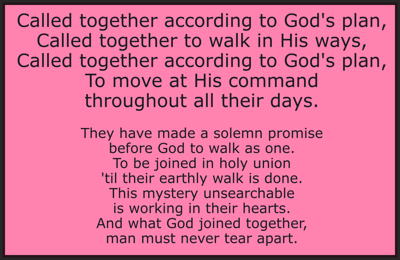 CALLED TOGETHER, A WEDDING SONG