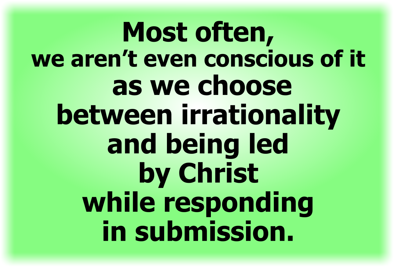 Most often, we aren’t even conscious of it as we choose between irrationality and being led by Christ while responding in submission.