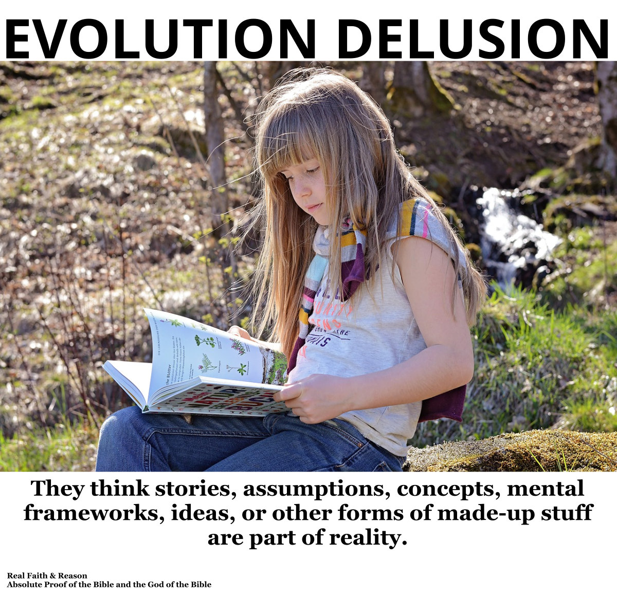 Evolution Delusion: They think stories, assumptions, concepts, mental frameworks, ideas, or other forms of made-up stuff are part of reality.