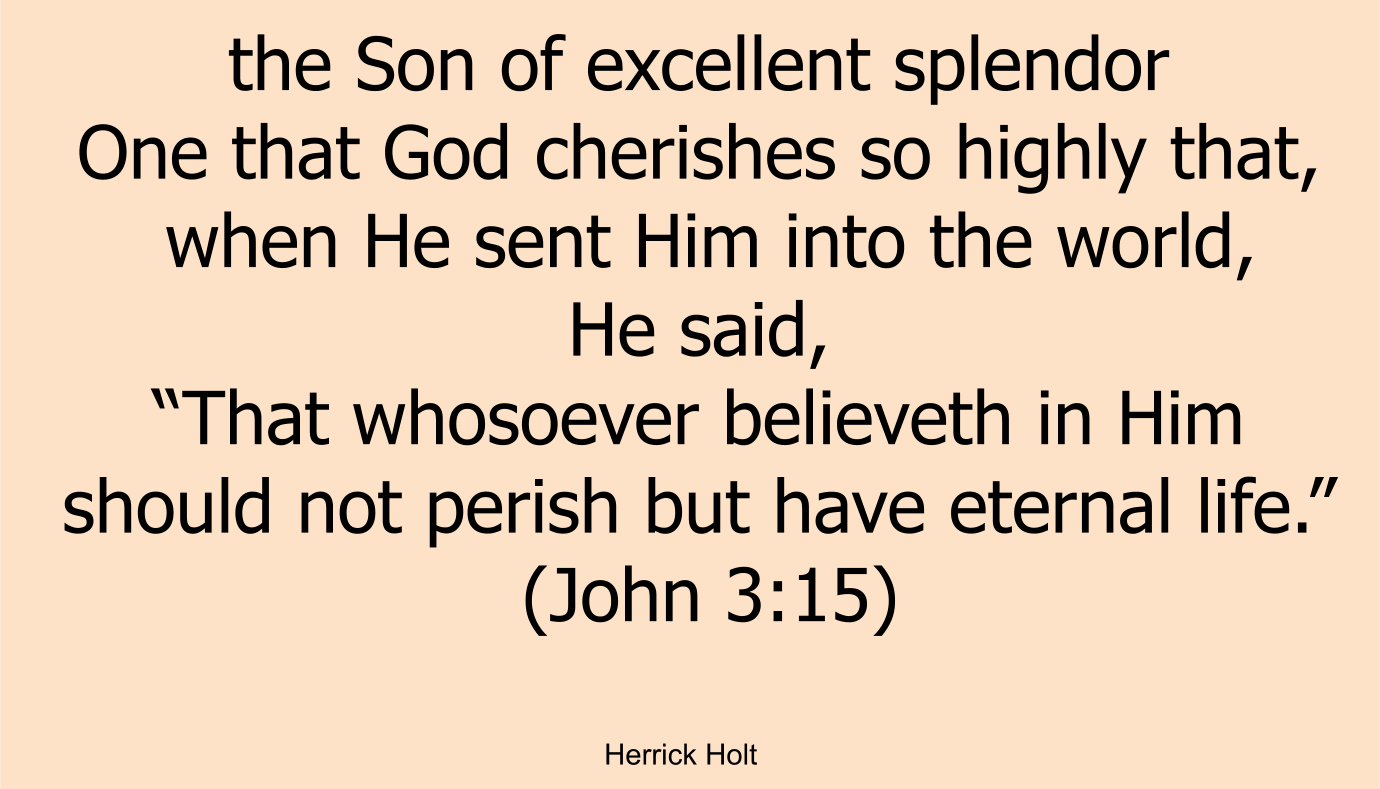 “That whosoever believeth in Him should not perish but have eternal life.” (John 3:15)