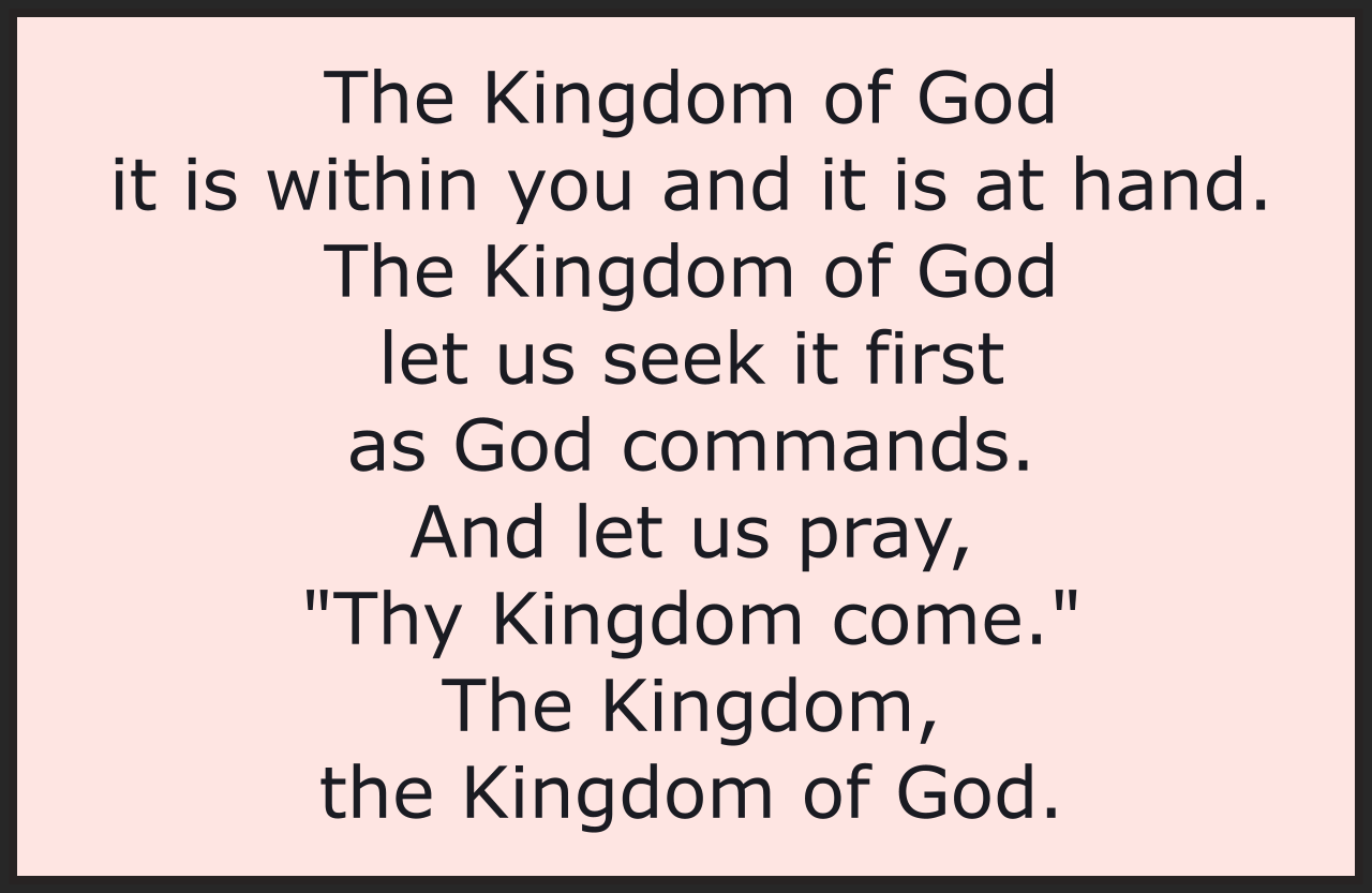THE KINGDOM OF GOD
