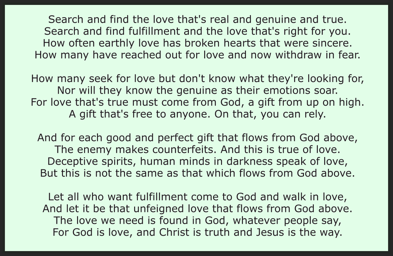 Search And Find The Love That's Real