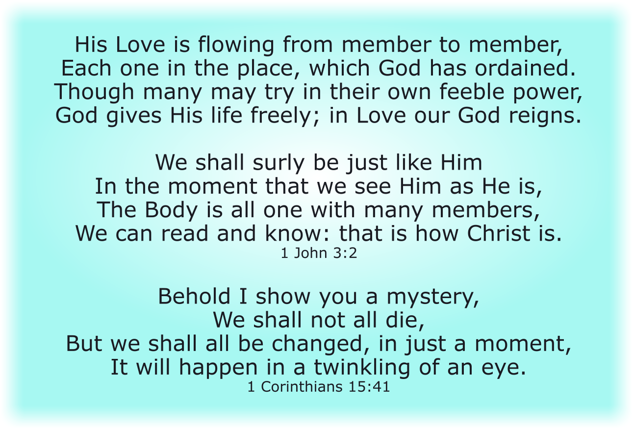 HIS LOVE IS FLOWING FROM MEMBER TO MEMBER