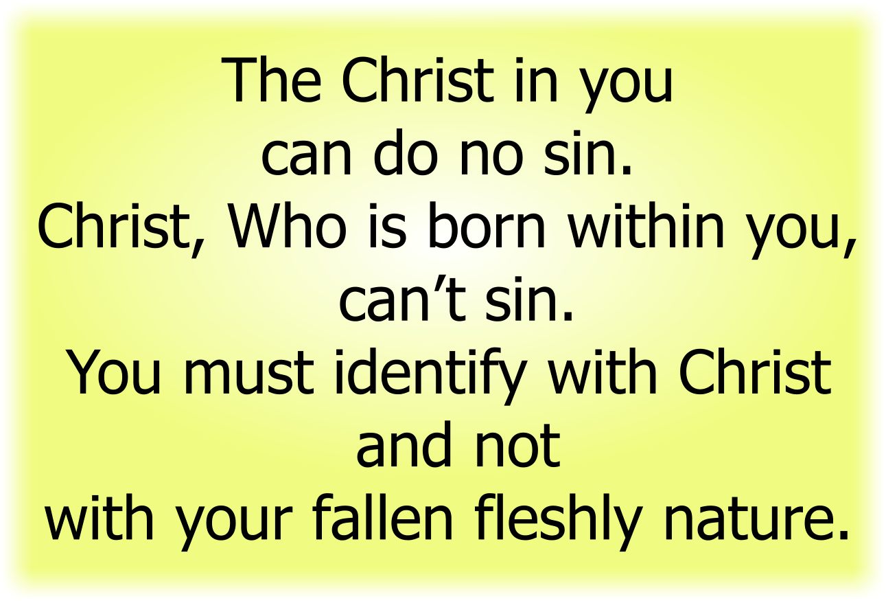 The Christ in you can do no sin.