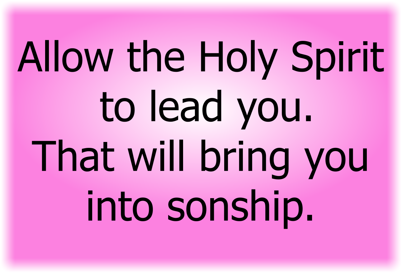 Allow the Holy Spirit to lead you. That will bring you into sonship.
