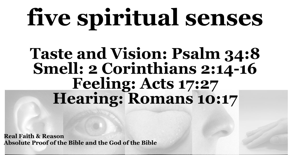 Five spiritual senses: taste, vision, smell, feeling, hearing