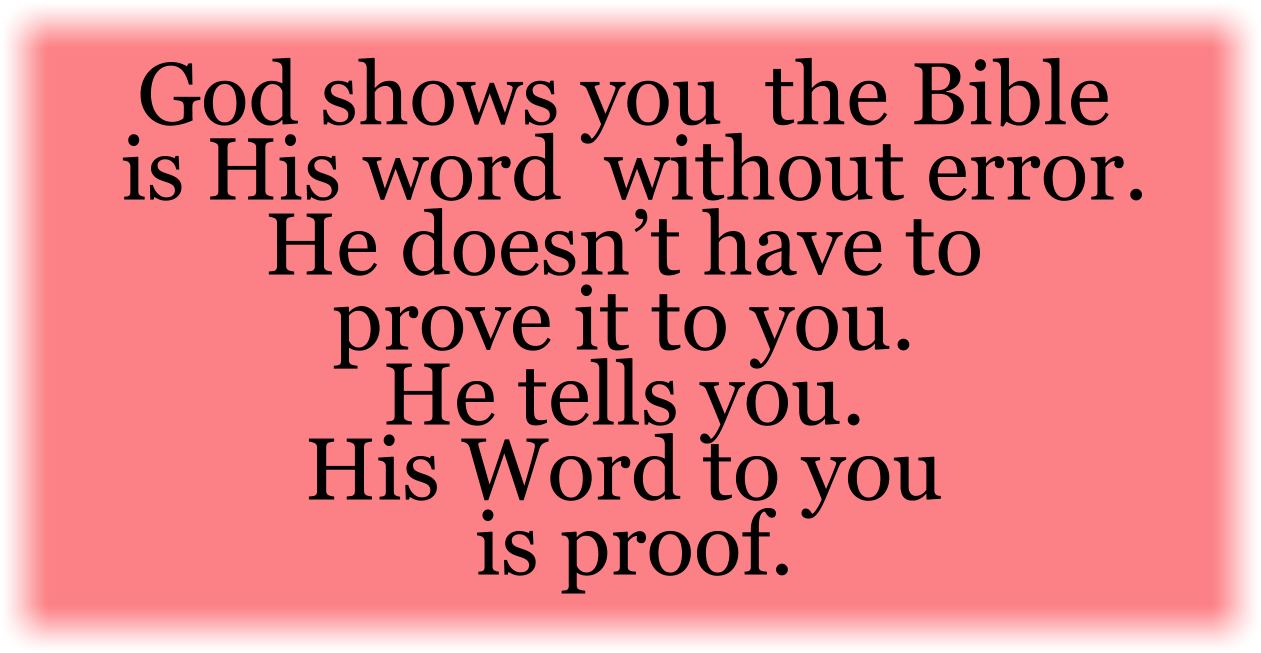 God shows you the Bible is His word without error. He doesn’t have to prove it to you. He tells you. His Word to you is proof.