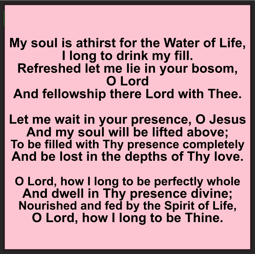 MY SOUL IS ATHIRST