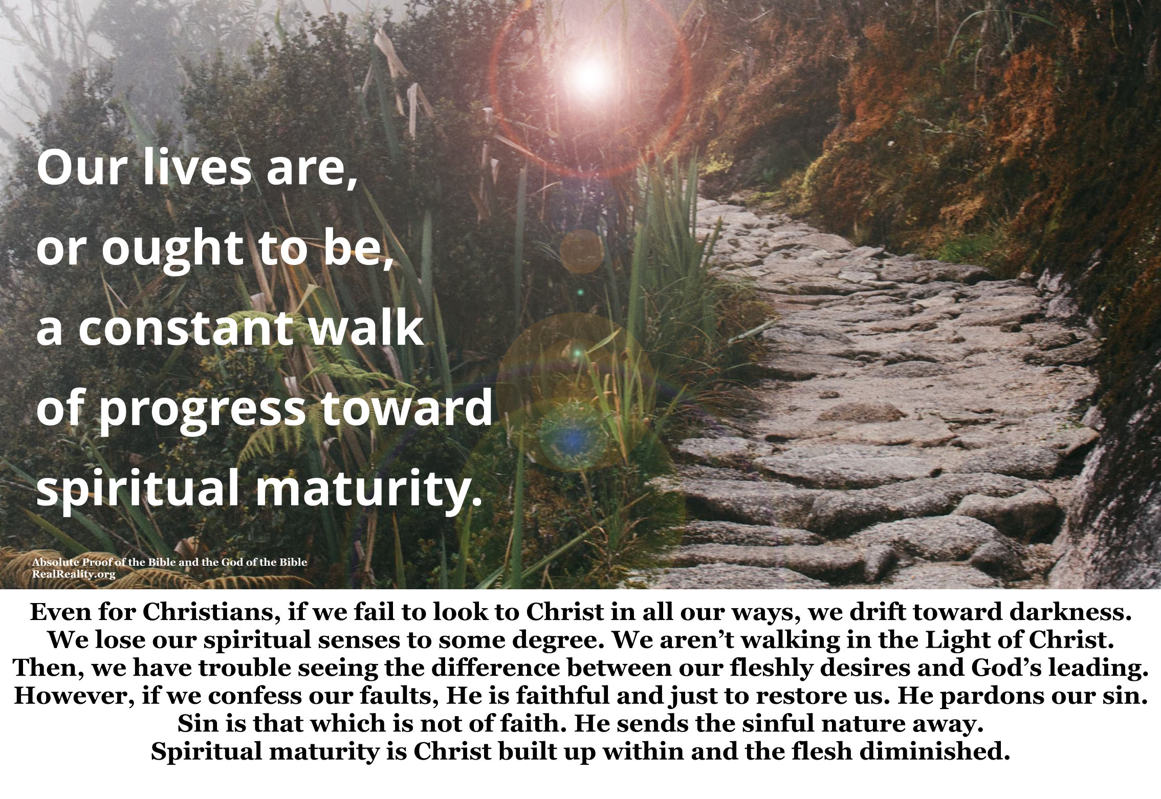 Our lives are, or ought to be, a constant walk or progress toward spiritual maturity.
