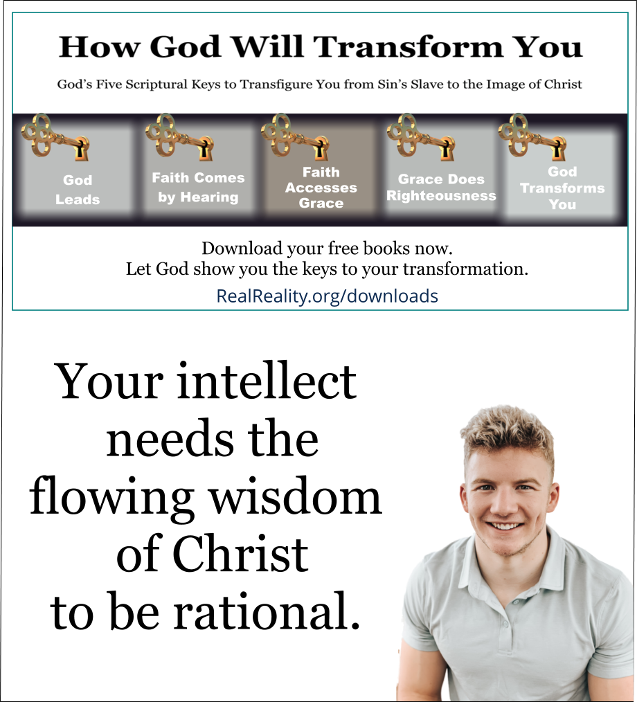 Your intellect needs the flowing wisdom of Christ to be rational. 
(Quote from https://realreality.org/downloads/how-god-will-transform-you/)
