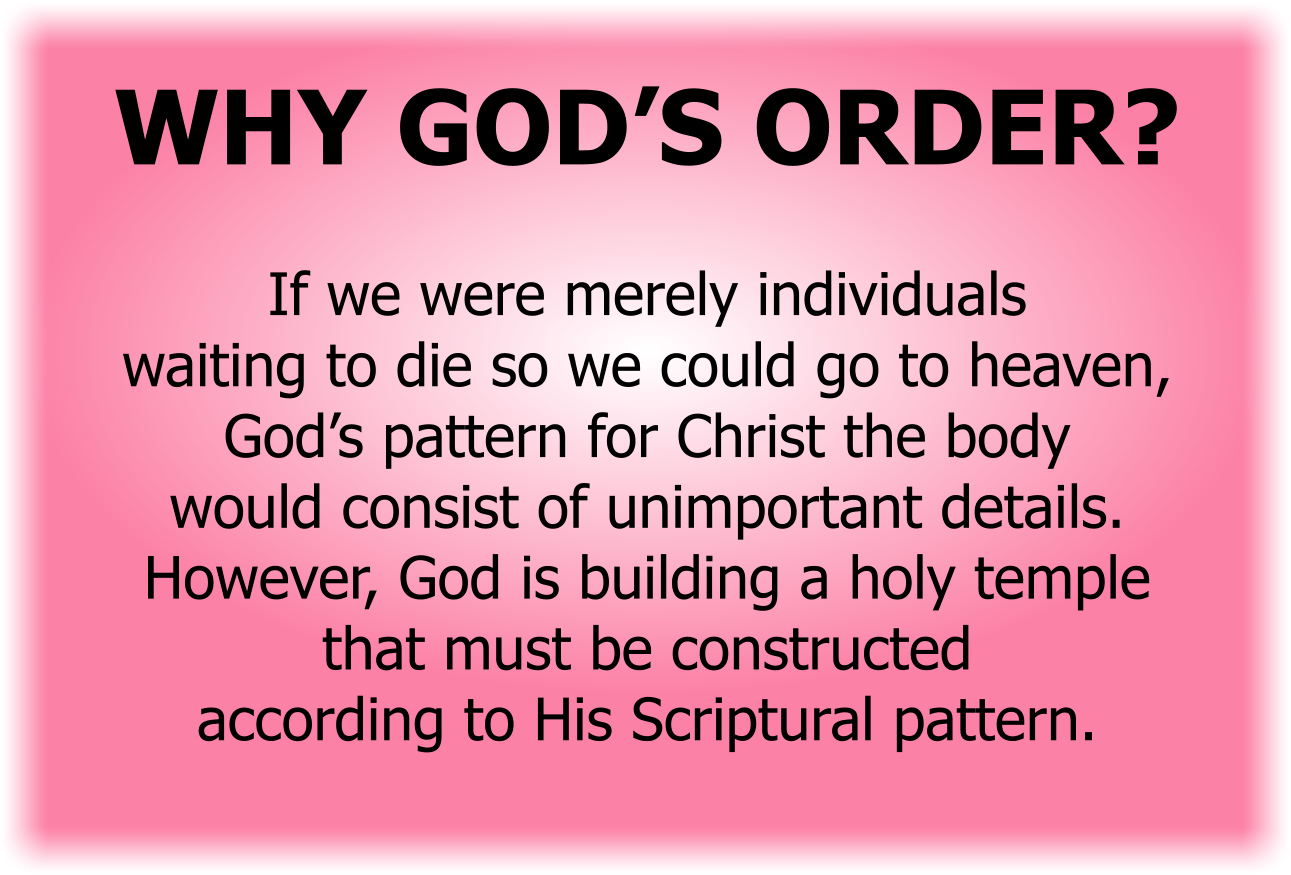 WHY GOD’S ORDER?