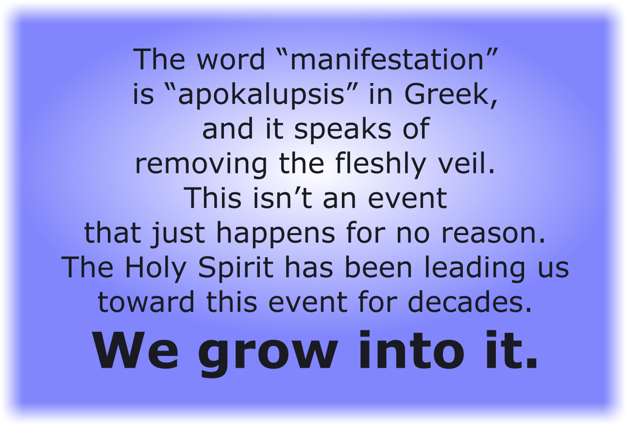 The word “manifestation” is “apokalupsis” in Greek