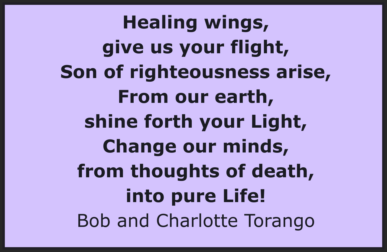 Healing wings, give us your flight