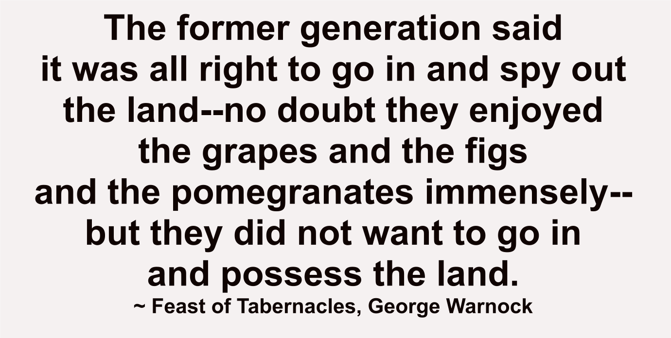 The former generation said it was all right to go in and spy out the land, but they didn’t want to go in and possess the land.