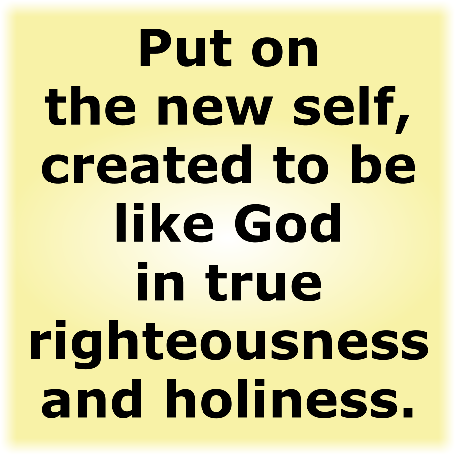 Put on the new self, created to be like God in true righteousness and holiness.