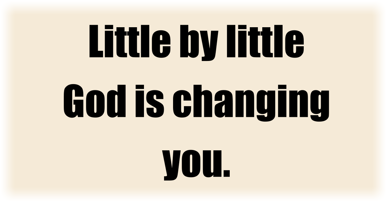 Little by little God is changing you.  That is, if you are listening to His voice and walking in submission to His Spirit.
