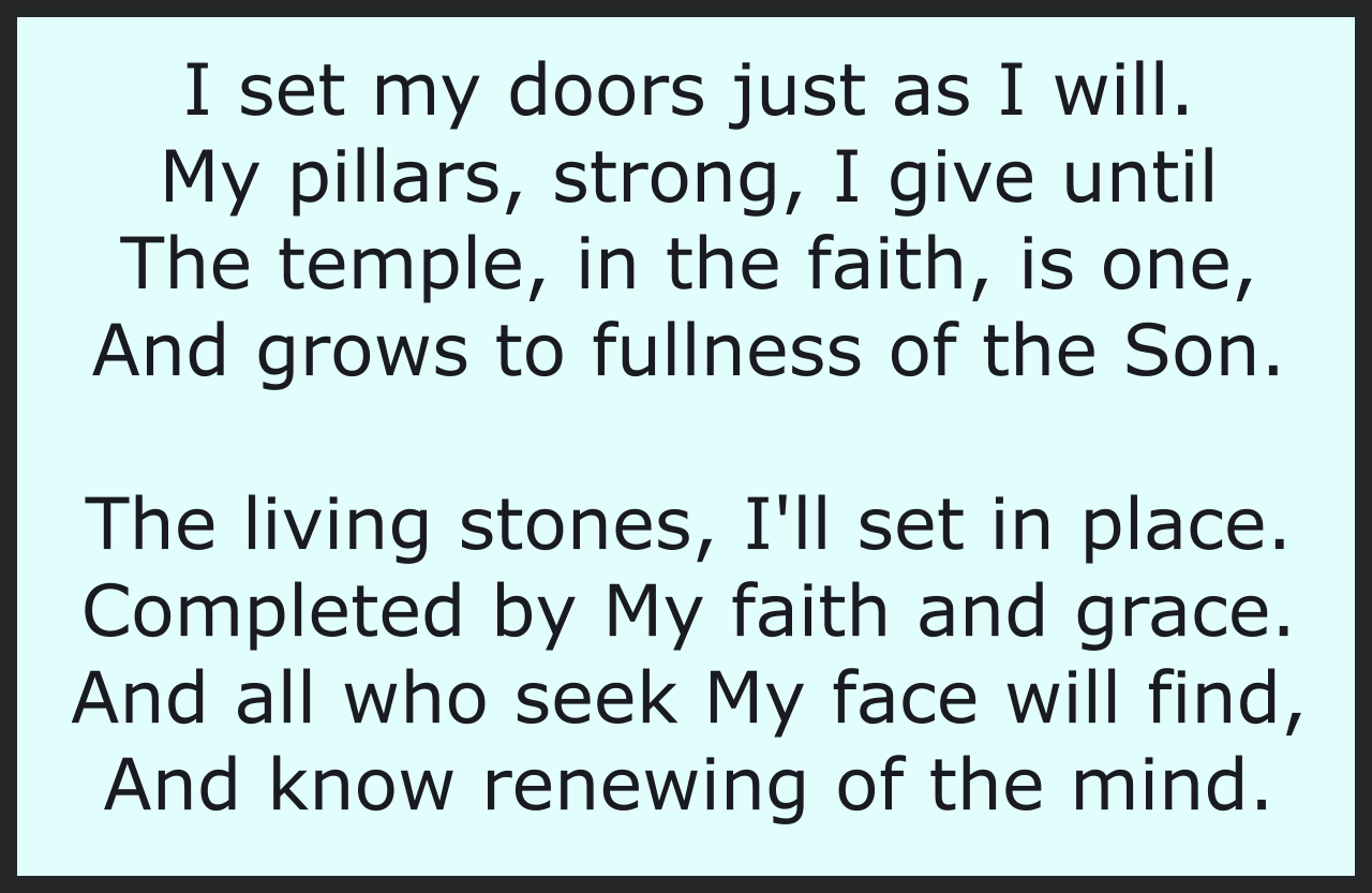 THE LIVING STONES, I'LL SET IN PLACE