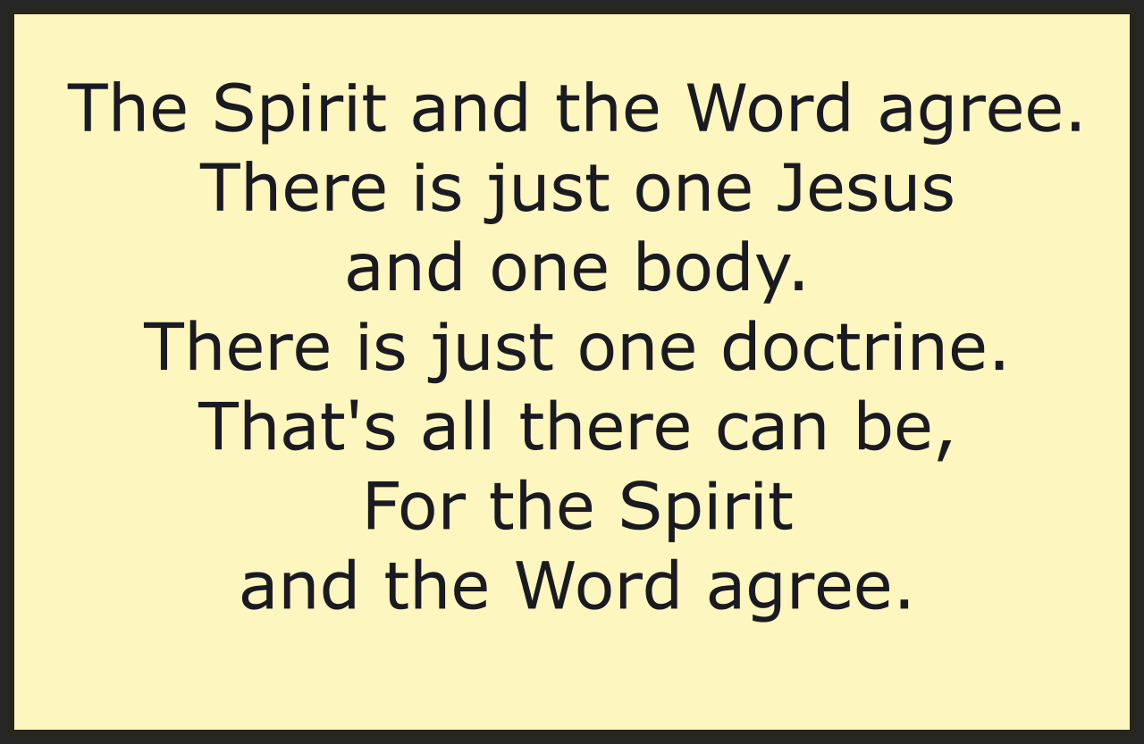 THE SPIRIT AND THE WORD AGREE