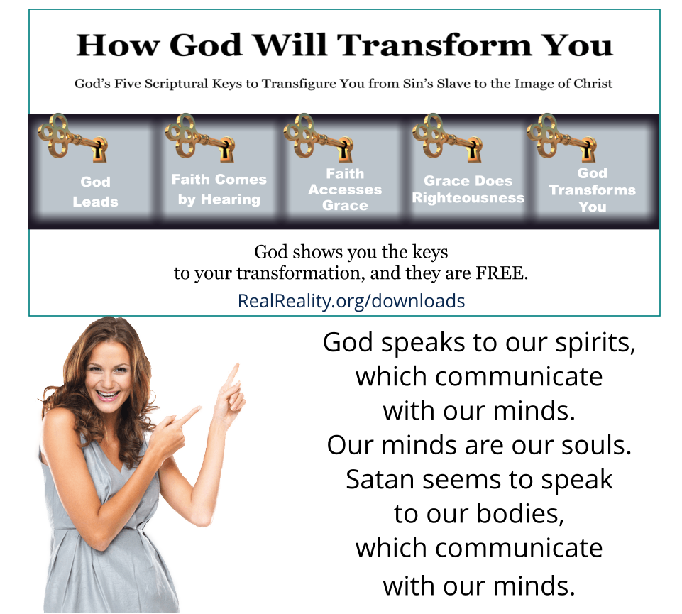 God speaks to our spirits, which communicate with our minds.
