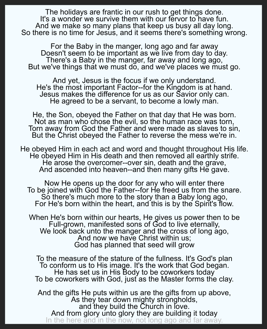 CHRISTMAS IN THE HERE AND NOW