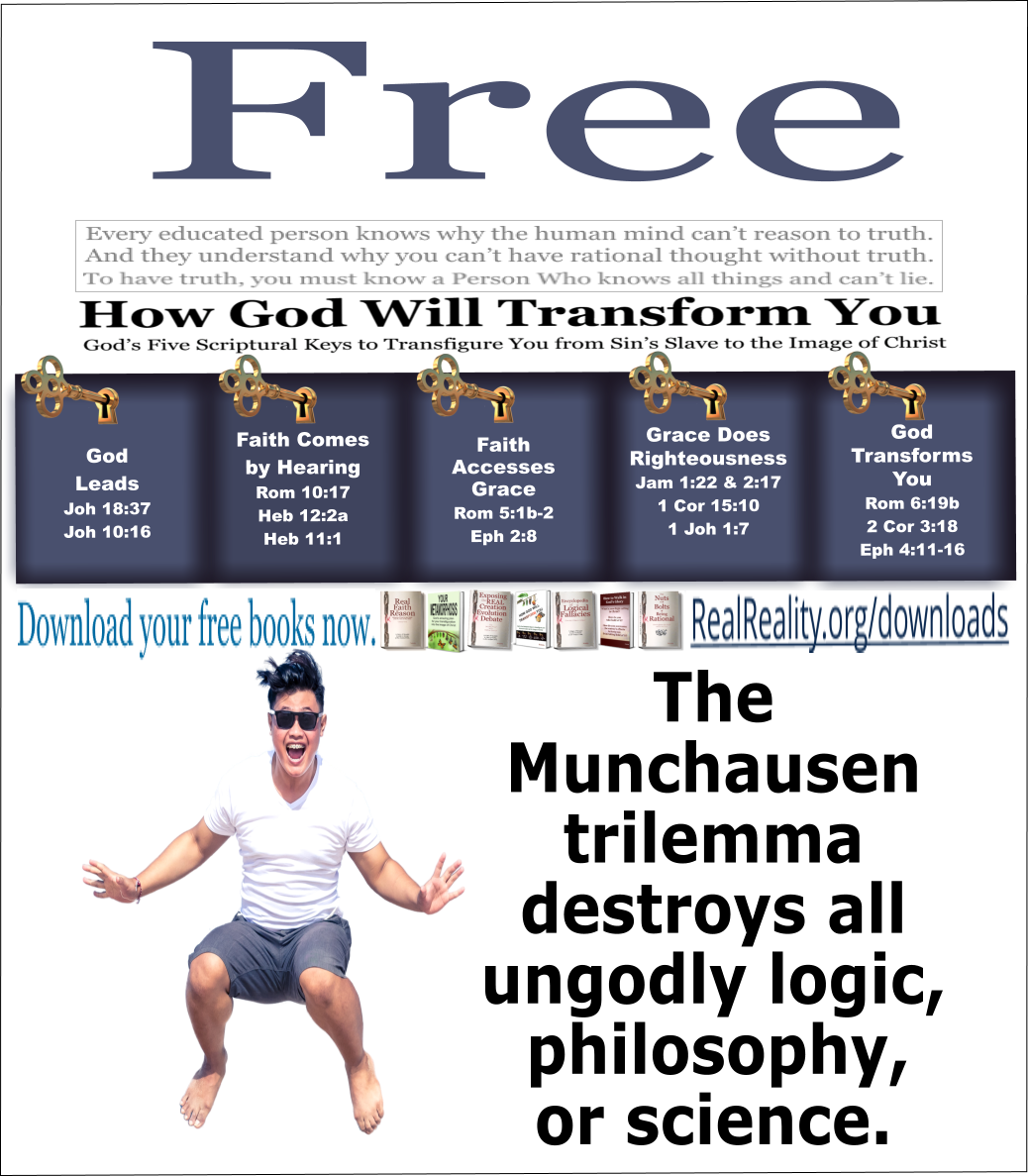 The Munchausen trilemma destroys all ungodly logic, philosophy, and science.