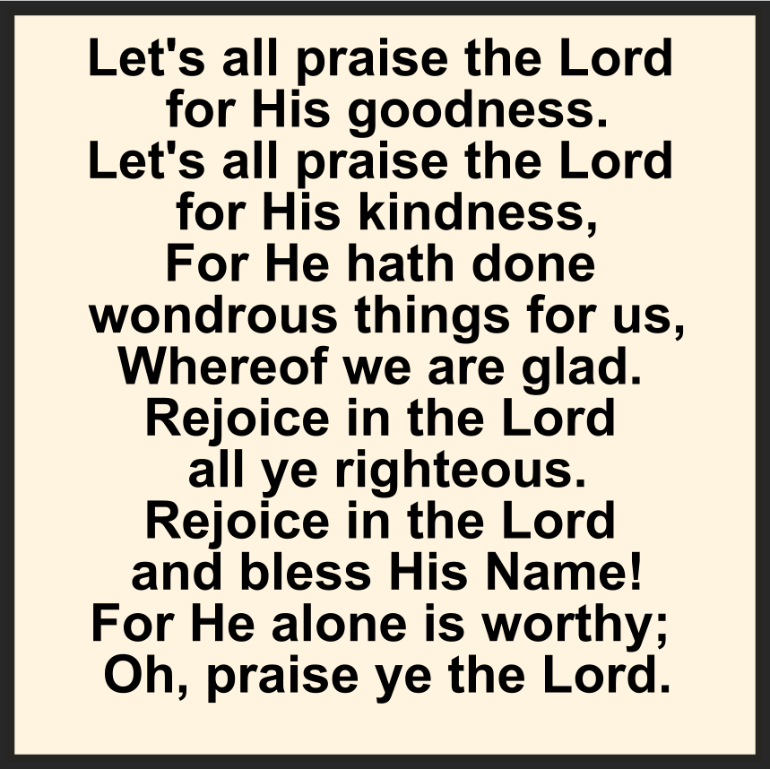 LET’S ALL PRAISE THE LORD