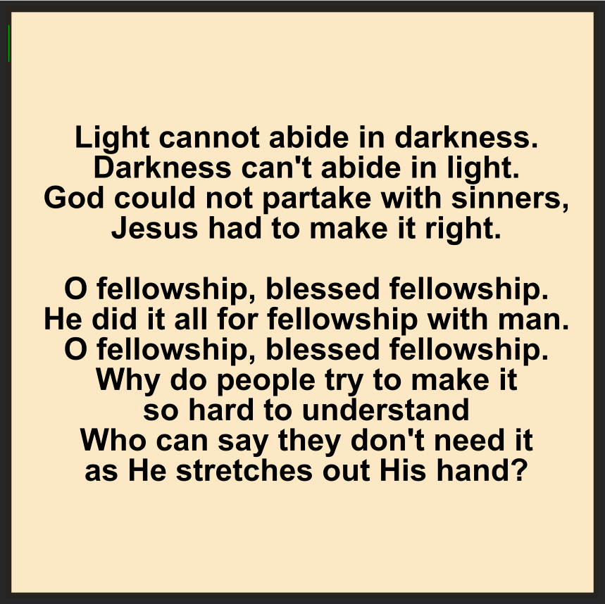 O FELLOWSHIP BLESSED FELLOWSHIP