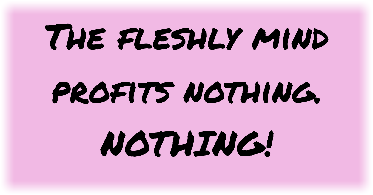 The fleshly mind profits nothing. NOTHING! 