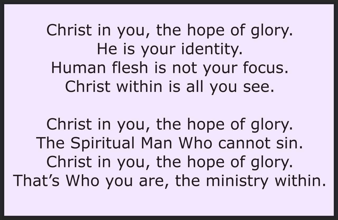 CHRIST IN YOU, THE HOPE OF GLORY