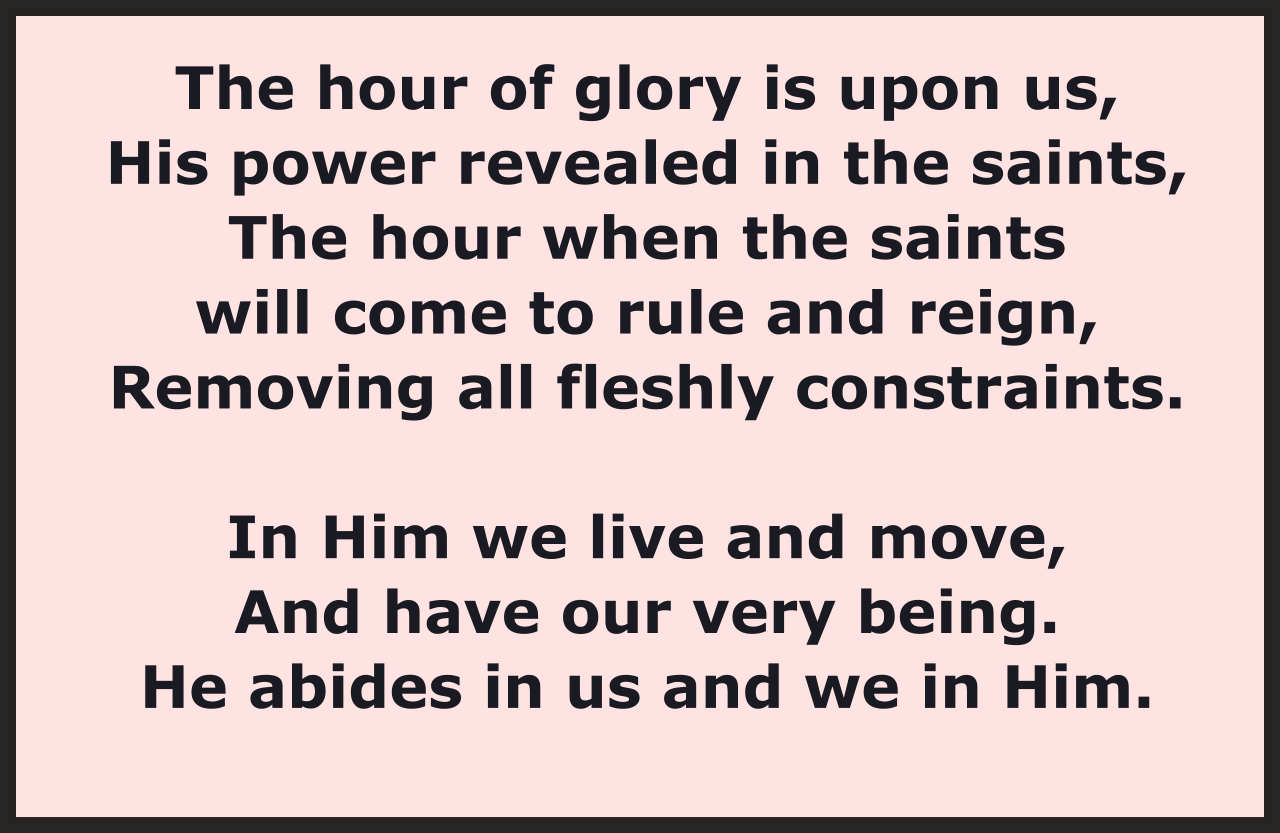THE HOUR OF GLORY