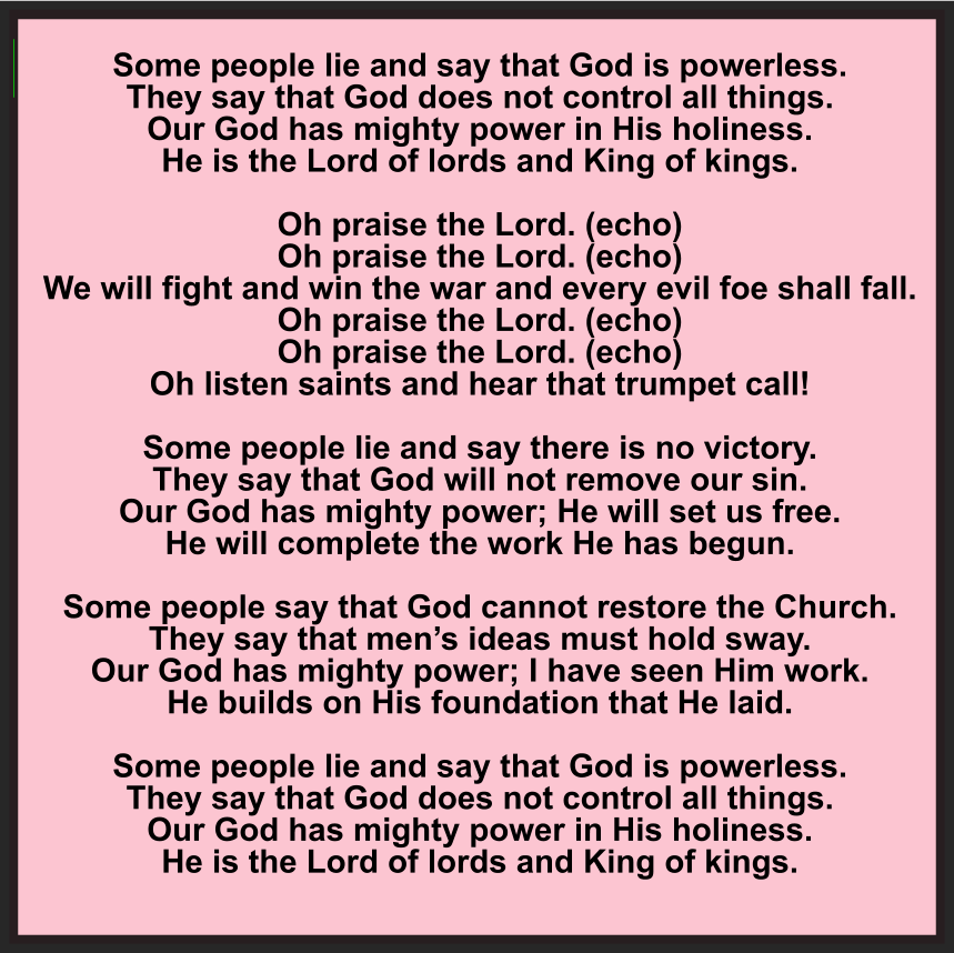 OH PRAISE THE LORD